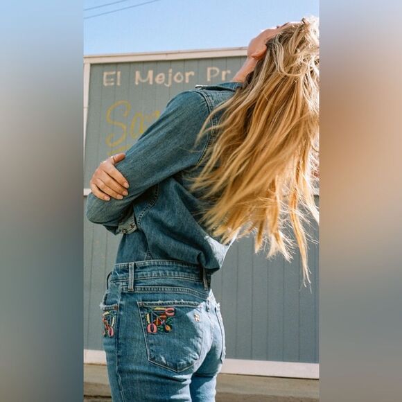 Lucky Brand “Ava” Mid Rise Skinny Jean With Embroidery Sz 8/29 - Picture 3 of 11